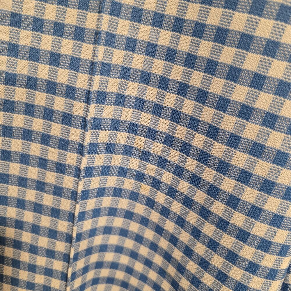 True Vintage 70s Sears Pants Womens 18 Wide Leg Blue Gingham Plaid Leisure USA - Picture 6 of 11